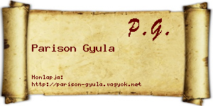 Parison Gyula névjegykártya